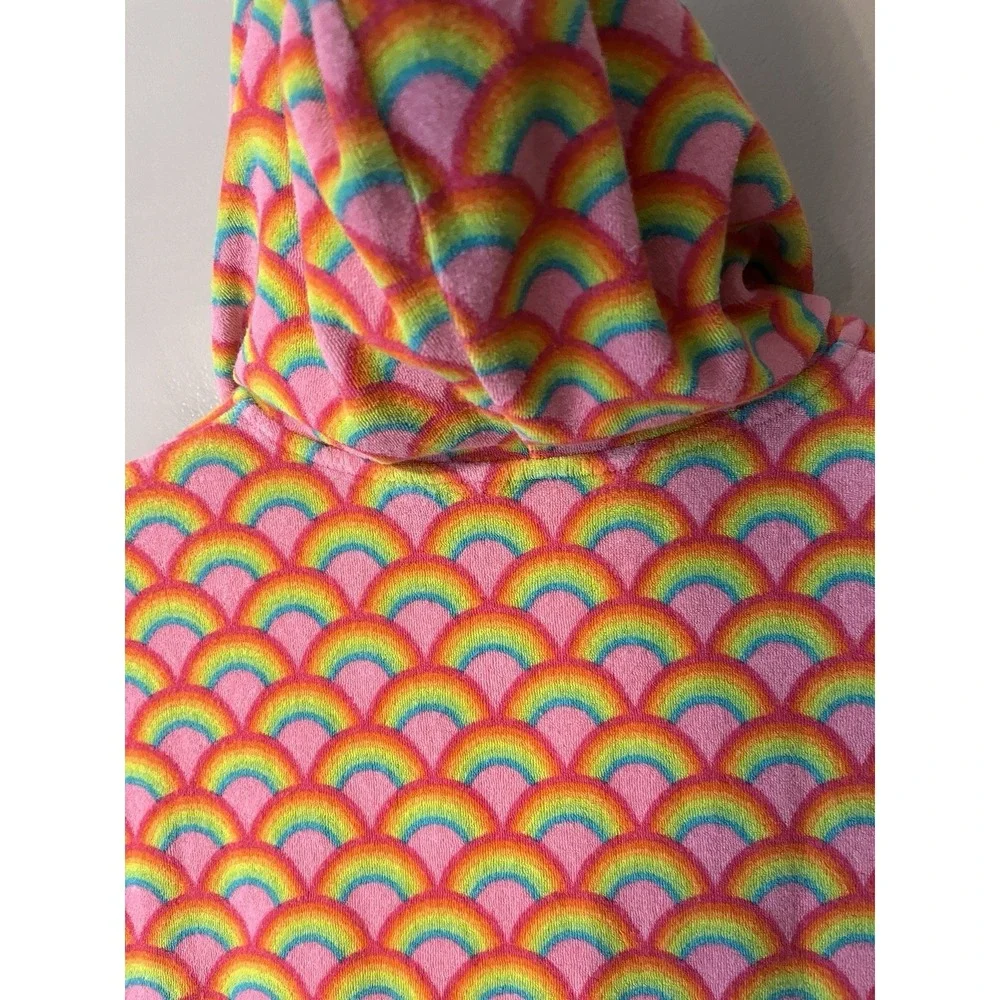 Lands' End Rainbow Hooded Swim Cover-Up Terry Cloth Girl's Size M (8)